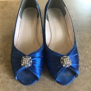 Blue Wedge Peep Toe